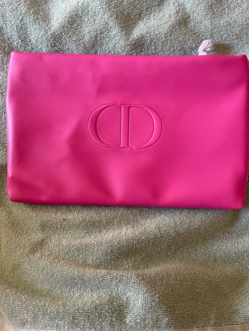 Dior Hot Pink and Red clutch Embossed CD Zip Pouch 9 x 7 NIB #136 - Picture 2 of 6